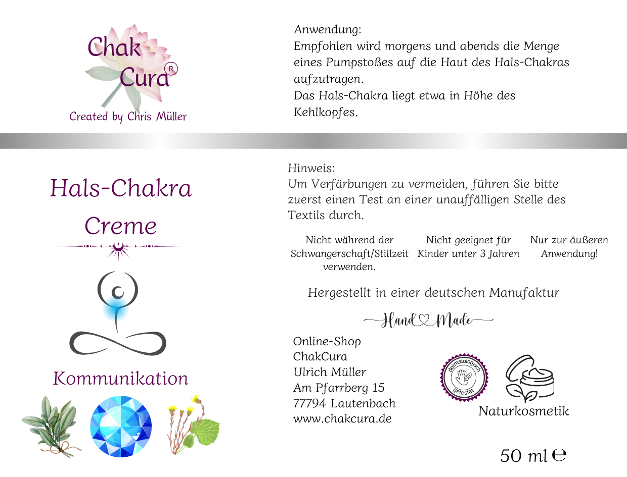 Halschakra Creme transparent - ChakCura Naturkosmetik 50ml
