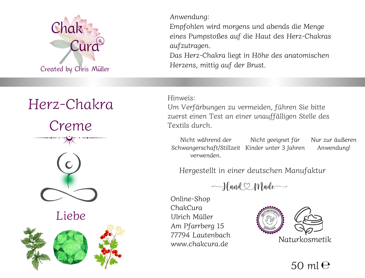 Herzchakra Creme transparent - ChakCura Naturkosmetik 50ml