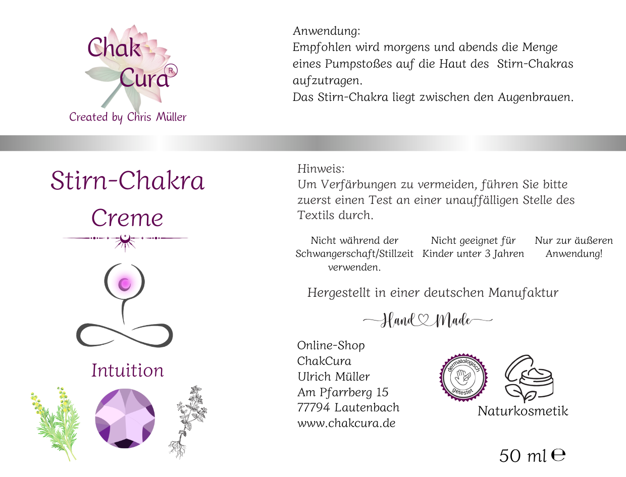 Stirnchakra Creme transparent - ChakCura Naturkosmetik 50ml