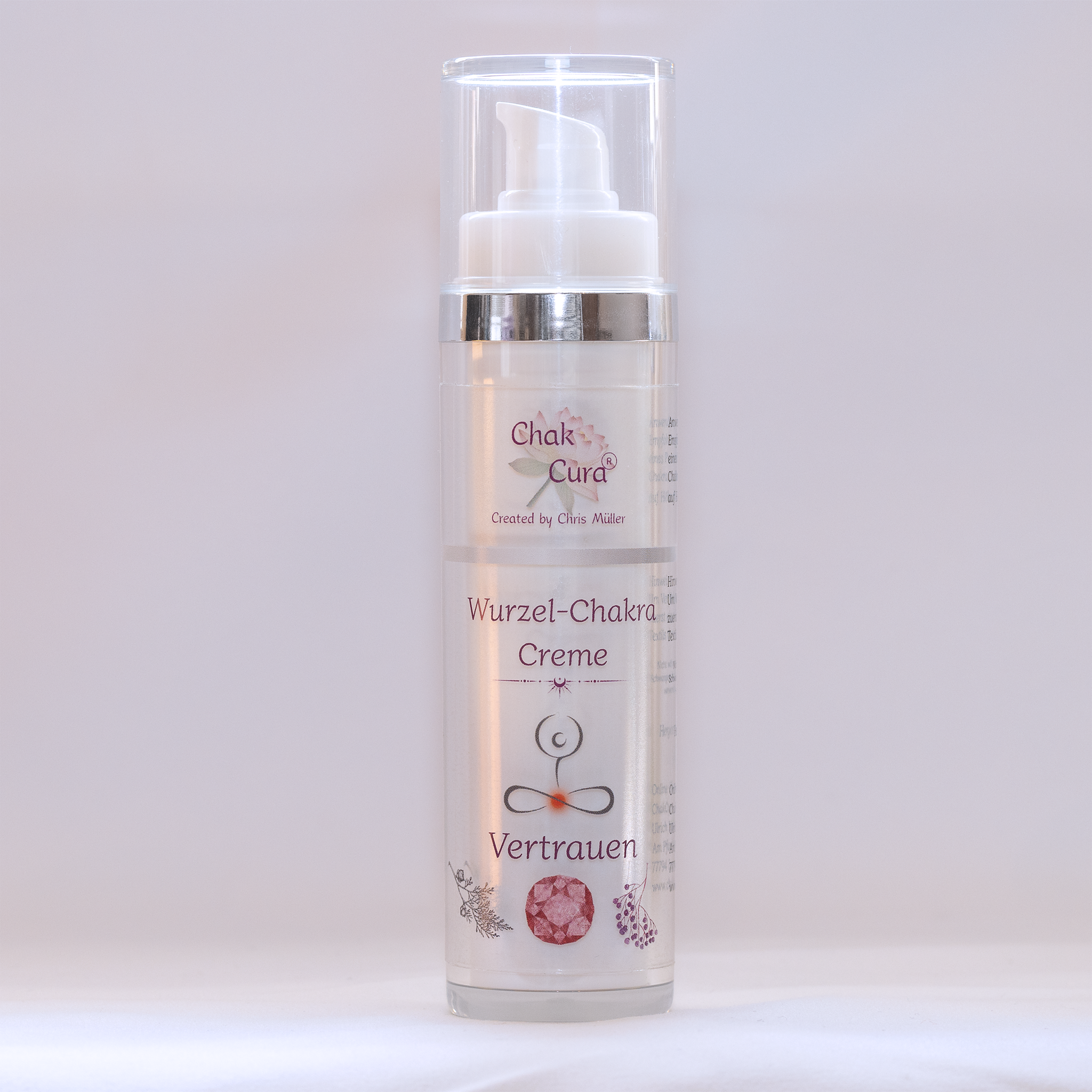 Wurzelchakra Creme Produktansicht - Rote Chakra-Therapie Hautpflege