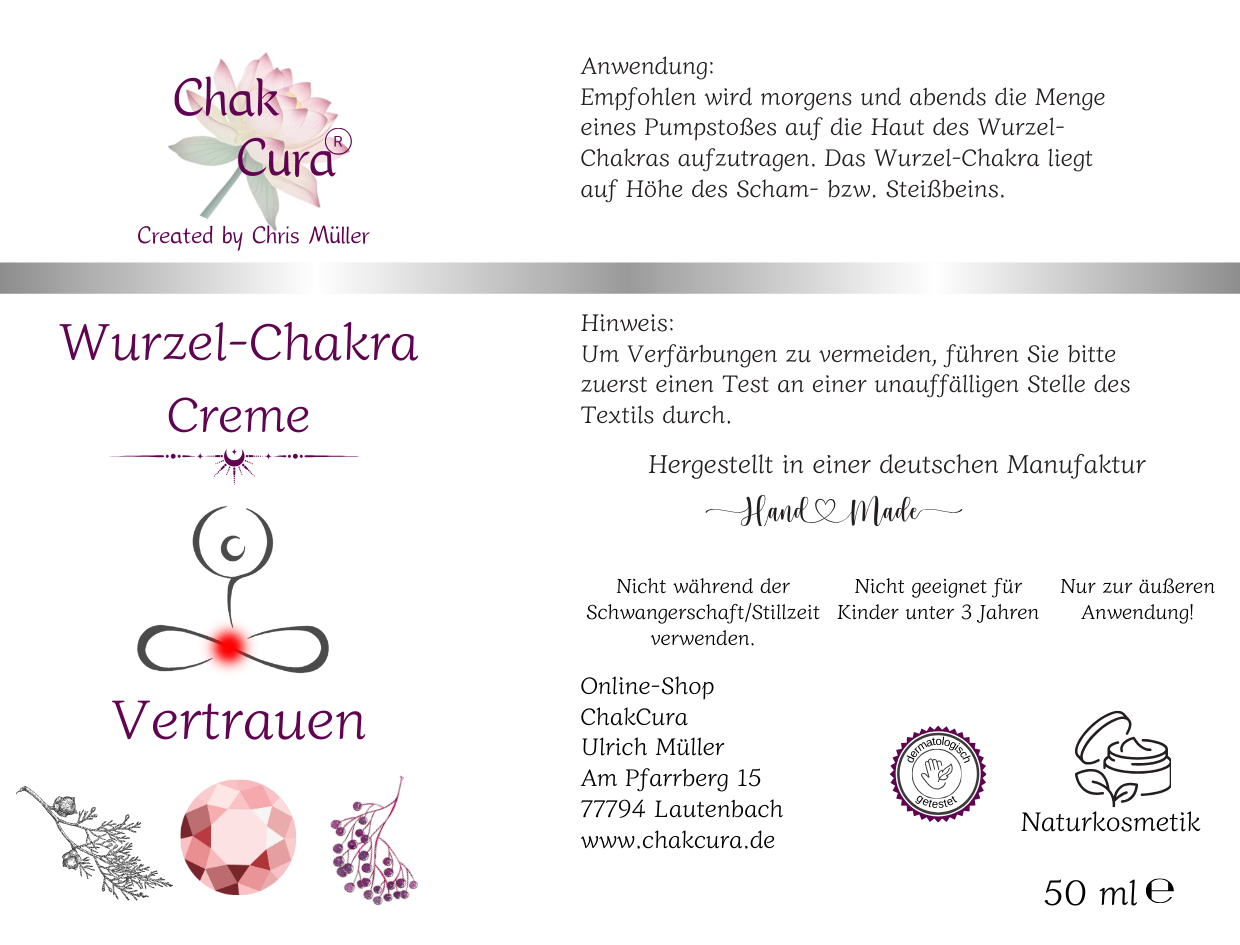 Wurzelchakra Creme transparent - ChakCura Naturkosmetik 50ml