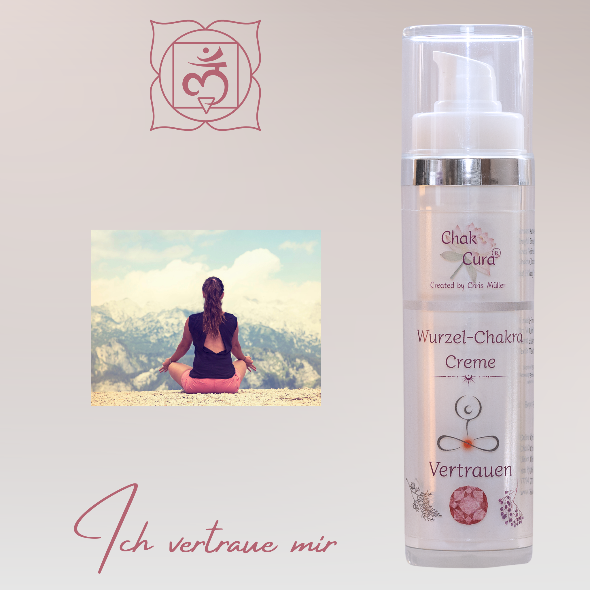 Wurzelchakra Creme Mūlādhāra - Premium Ayurveda Hautpflege für Erdung und Stabilität