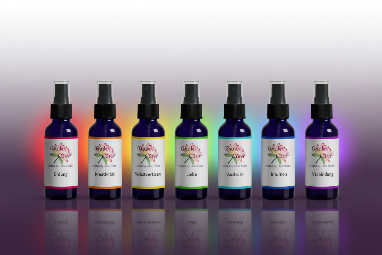 Aurasprays Collection Banner mit allen 7 Chakren