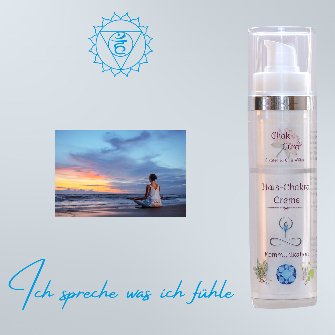 Halschakra Creme Viśuddha - Premium Ayurveda Hautpflege für Kommunikation